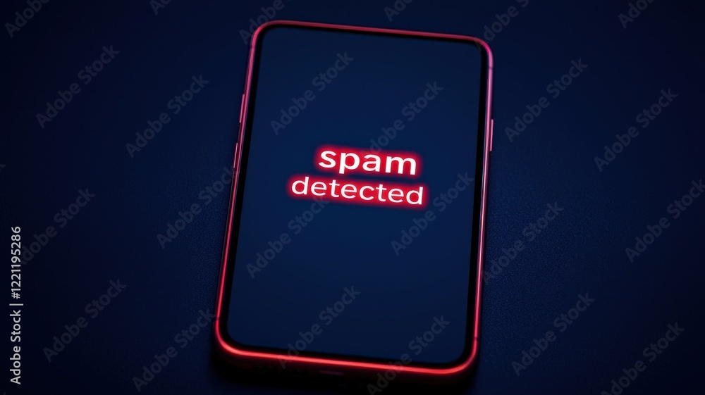 Poster spam call phone security concept. smartphone screen displays 