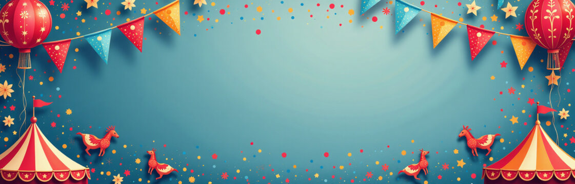 Decorative Banner With Carnival Background And Text Space For Custom Messages Or Slogans During Festive Occasions Or Events. 00001