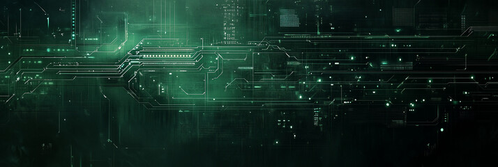 Futuristic Green Circuit Board Design
