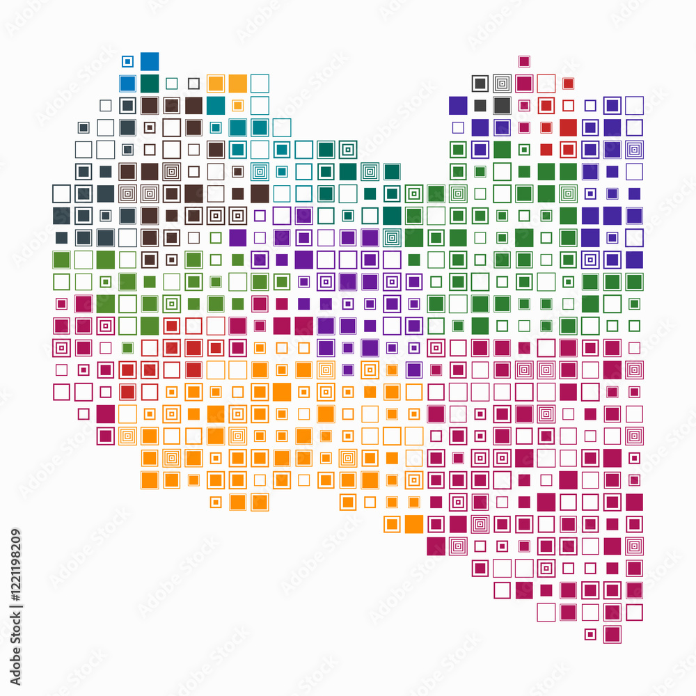 Poster libya, shape of the country build of colored cells. digital style map of the libya on white backgrou