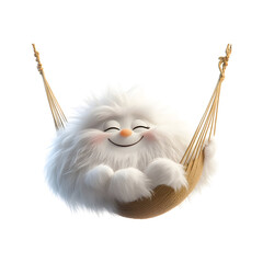Fluffy 3D Cartoon Character Cat Isolated on Transparent Background