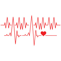 heartbeat line icon collection with a heart symbol, cardiology, medical pulse