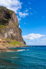 Scenic seascape at Porto da Cruz, small and beautiful village on Madeira Island, Portugal