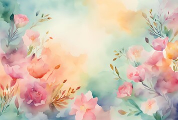 watercolor background with flowers