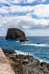 Scenic seascape at Porto da Cruz, small and beautiful village on Madeira Island, Portugal