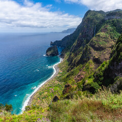 Beautiful seascape at Rocha do Navio viewpoint, on Madeira Island, Portugal