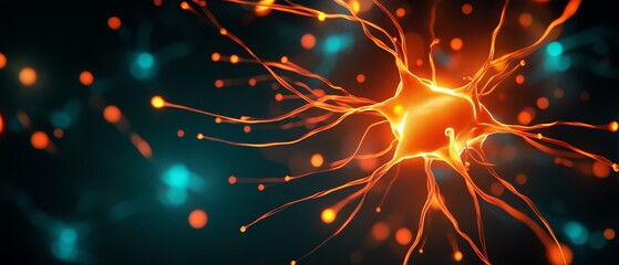 Close-up view of vibrant neuron activity.