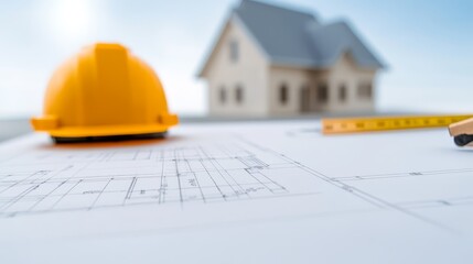 Detailed blueprint and visualization of a modern residential house construction project