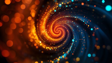 Colorful swirling particles in an abstract design