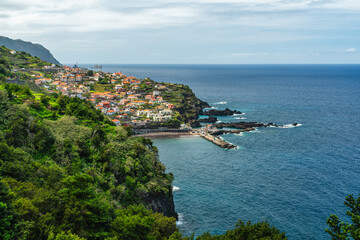 Scenic sight in the beautiful village of Seixal on a sunny summer day, on Madeira Island, Portugal