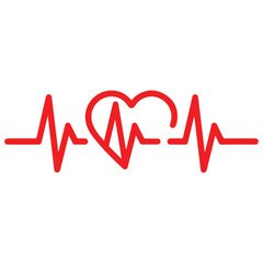 heartbeat line icon collection with a heart symbol, cardiology, medical pulse