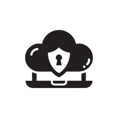 Cloud computing security vector icon, modern flat vector illustration for mobile app, website or desktop app