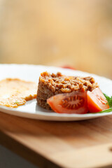 Buckwheat porridge with tomato and creamy sauce. A healthy and delicious meal, perfect for a light lunch or dinner.