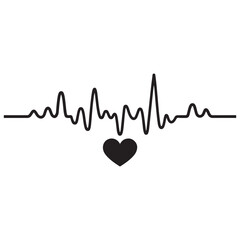 heartbeat line icon collection with a heart symbol, cardiology, medical pulse