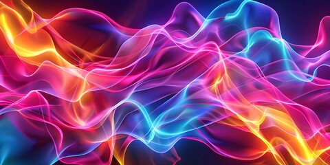 Naklejka premium Dynamic Gradient Design with Neon Light and Geometric Shapes