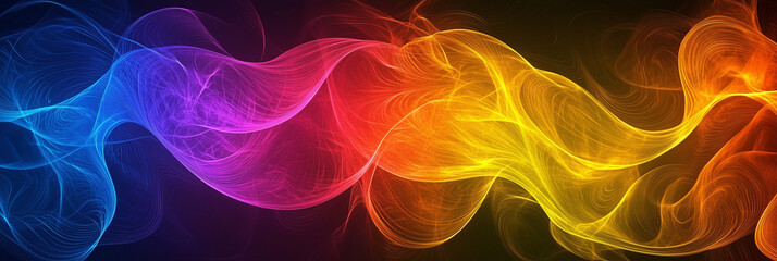 Fototapeta premium Radiant Neon Waves In Dark Abstract