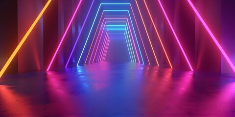 Fototapeta premium Neon Gradient Design with Abstract Lines