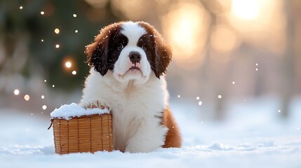 Adorable Puppy Playing in the Snow