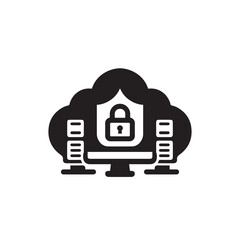 Cloud computing security vector icon, modern flat vector illustration for mobile app, website or desktop app