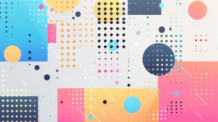 Abstract composition with dots and geometric shapes on a light background. Modern design for backgrounds and digital art. Background image of shape flowing with white or black background. AIG51.