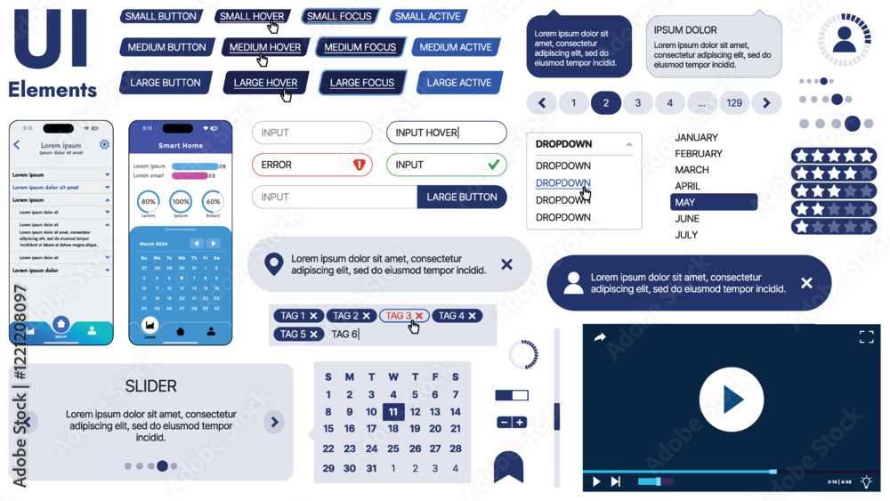 Aufkleber a modern ui kit featuring a collection of buttons, icons, navigation menus, and responsive design el