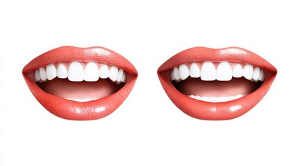 Fototapeta premium Two sets of teeth, showcasing optimal dental health, hygiene, and pearly white smiles
