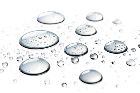 Set of water droplets bubble splashing isolated on PNG background