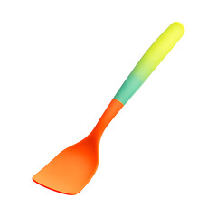 Sleek Silicone Spatula with Colorful Ergonomic Handle Isolated on Transparent Background