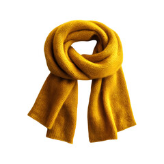 Thick Woolen Scarf in Rich Mustard Yellow Isolated on Transparent Background
