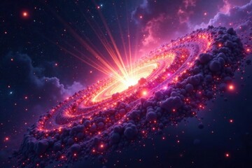 Obraz premium Cosmic explosion of shapes and lights, cosmic, glowing, abstract