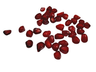 Pomegranate granules displayed on white 