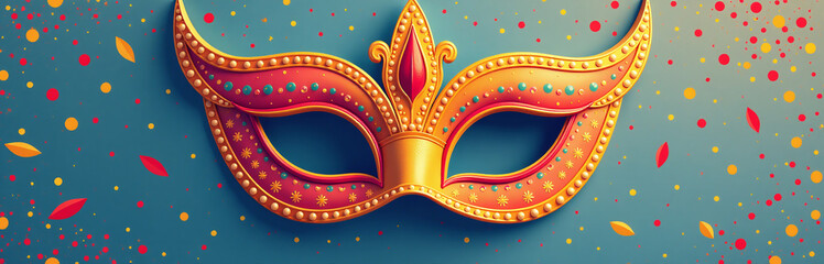 A Vibrant, Multicolored Carnival Mask Serves As A Festive And Entertaining Backdrop With Ample Space To Display Creative And Playful Text. 00002