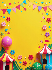 Obraz premium A Vibrant Celebration Scene Is Created With Colorful Carnival Stickers And Festive Objects Arranged Against A Bright Background. 00002