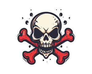 Skull mascot logo for gaming. Vector skull silhouette isolated on a white background. Red skull
