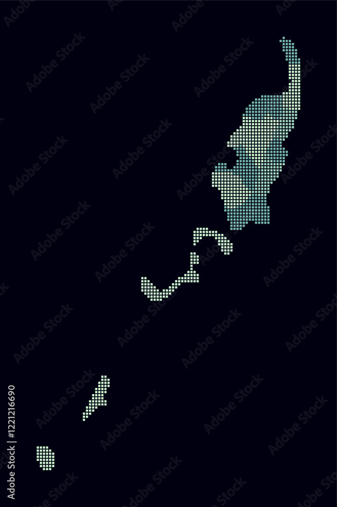 Poster palau dotted map. digital style map of the country on a dark background. palau shape with square dot