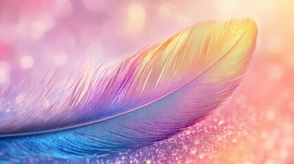 Naklejka premium Colorful iridescent shining feather isolated composition background
