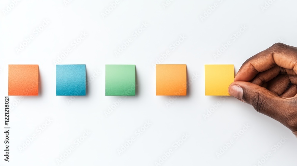 Poster vibrant rainbow bar chart on paper, visualizing data trends and analysis in a hand