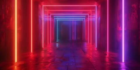 Fototapeta premium Dynamic Geometric Flow A Bright Neon Design Gradient Wallpaper With Abstract Lines And Generative 