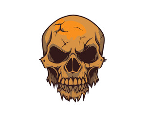 PrSKULLTATTOO WHITE COLOR BLACK BACKGROUND. SKULL SILHOUETTE. SKULL MASCOT