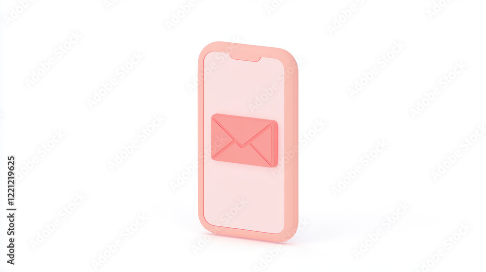 Poster policy revision, a pink smartphone displaying an envelope icon, symbolizing messaging or email commu