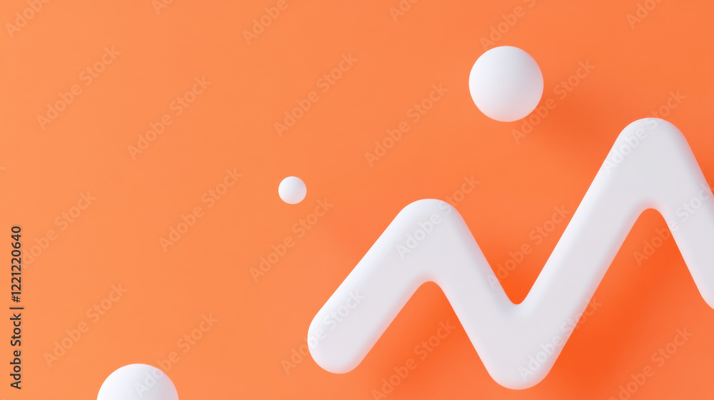 Poster policy revision, abstract design featuring white geometric shapes against a vibrant orange backgroun