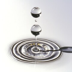 A faint water ripple pattern formed by a single drop on a white surface, creating a smooth gradient of waves in a minimalist composition