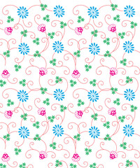 Flower Design Pattern For Fabric Print, Background, Wallpaper.