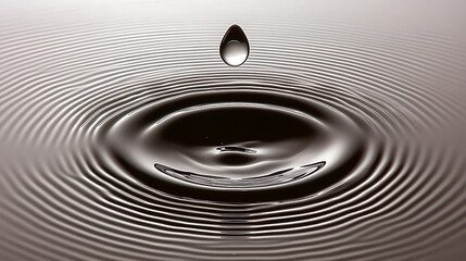 A high-speed capture of a single water drop falling, with its delicate shape clearly visible against a white background, just before it hits the surface