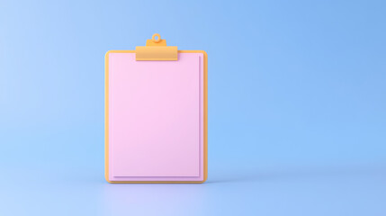 Policy Revision, A pink clipboard on a light blue background, showcasing a clean, empty space ideal for notes or creative ideas.