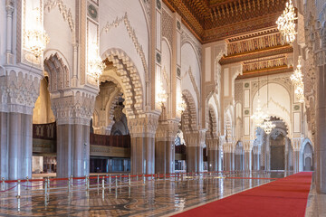 Beautiful interior of Hassan II Mosque. Casablanca.  Morocco.  Horizontally. 