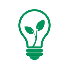 light bulb with green leaf