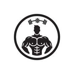 Gym fitness barbell bodybuilder logo icon vector illustration