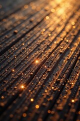 Obraz premium Iridescent gold sparkles on rich brown wood grain surface , gold, wood, sparkles