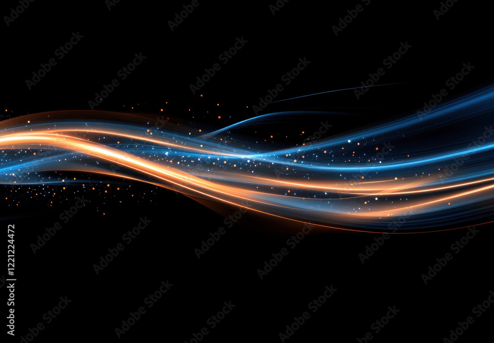 Aufkleber glowing light streaks create a mesmerizing display in dark space with vivid colors and sparkling par